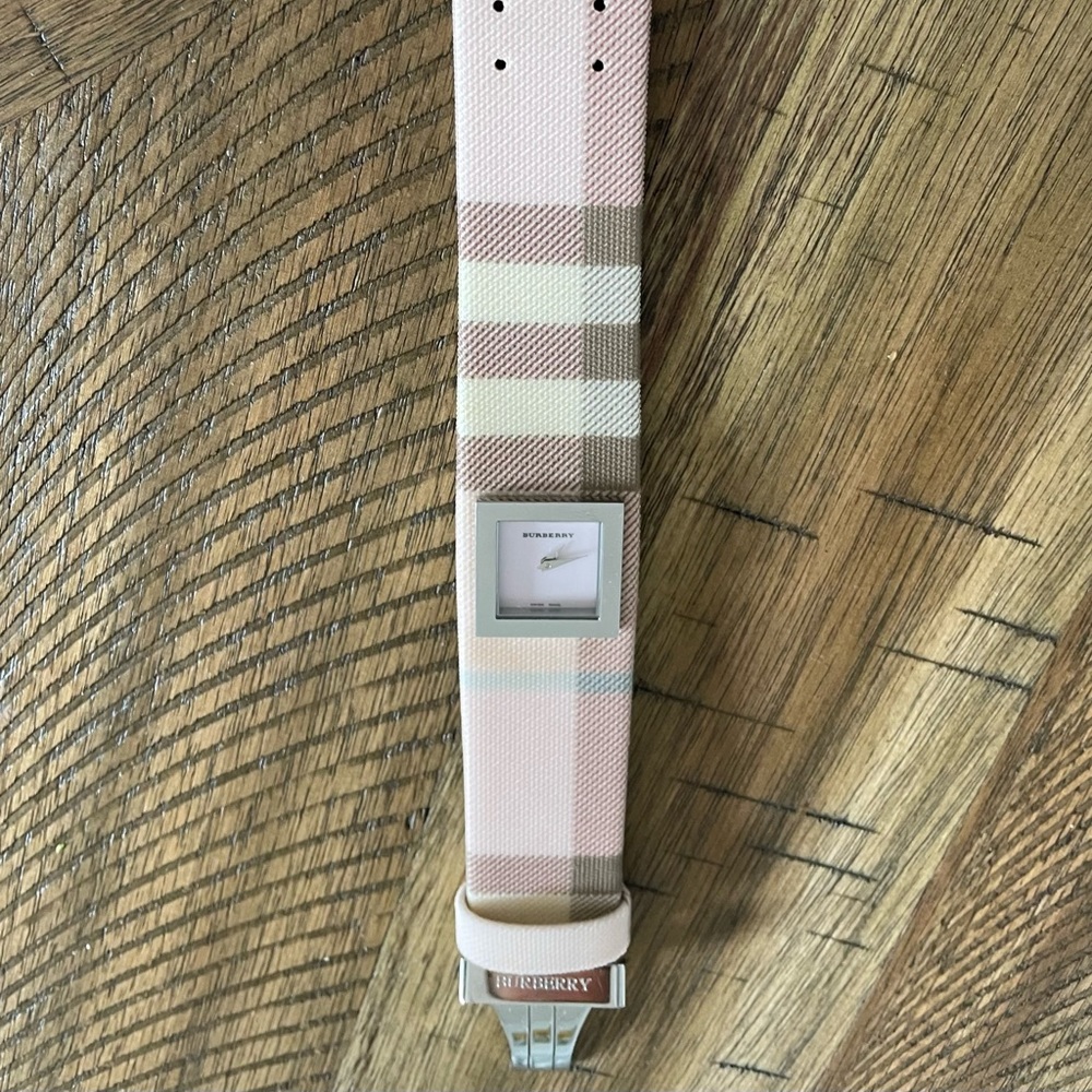Burberry: Pink and Cream Plaid Women's Watch.